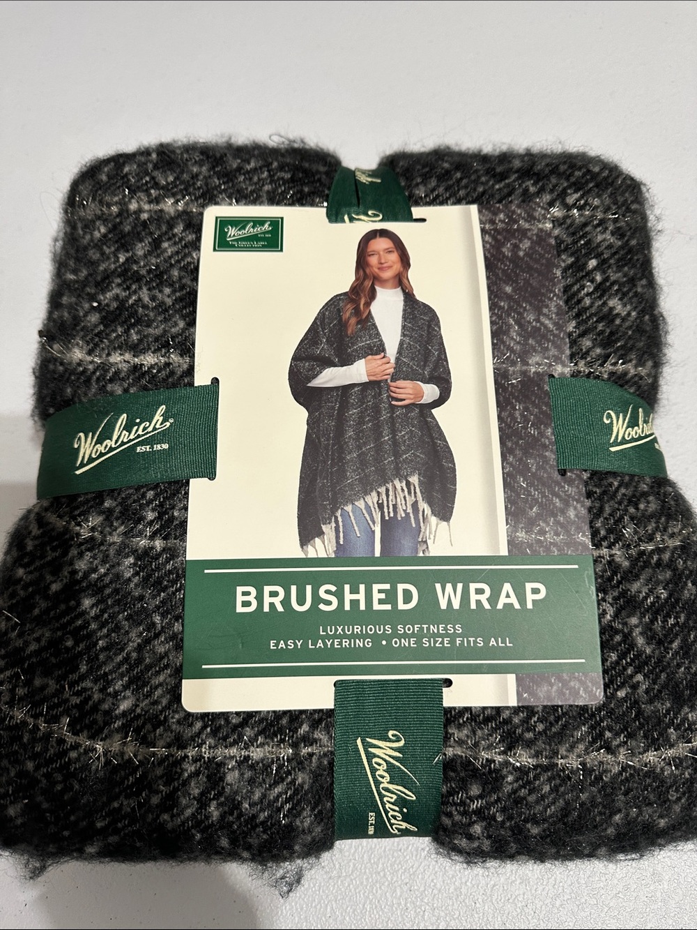 Woolrich Brushed Wrap - Charcoal Heather Black & Gray